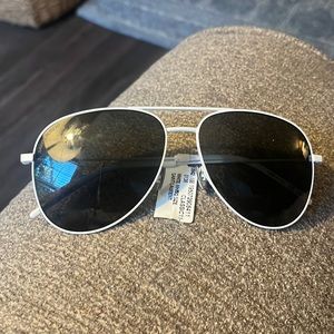 Classic White Saint Laurent Paris Aviator sunglasses
